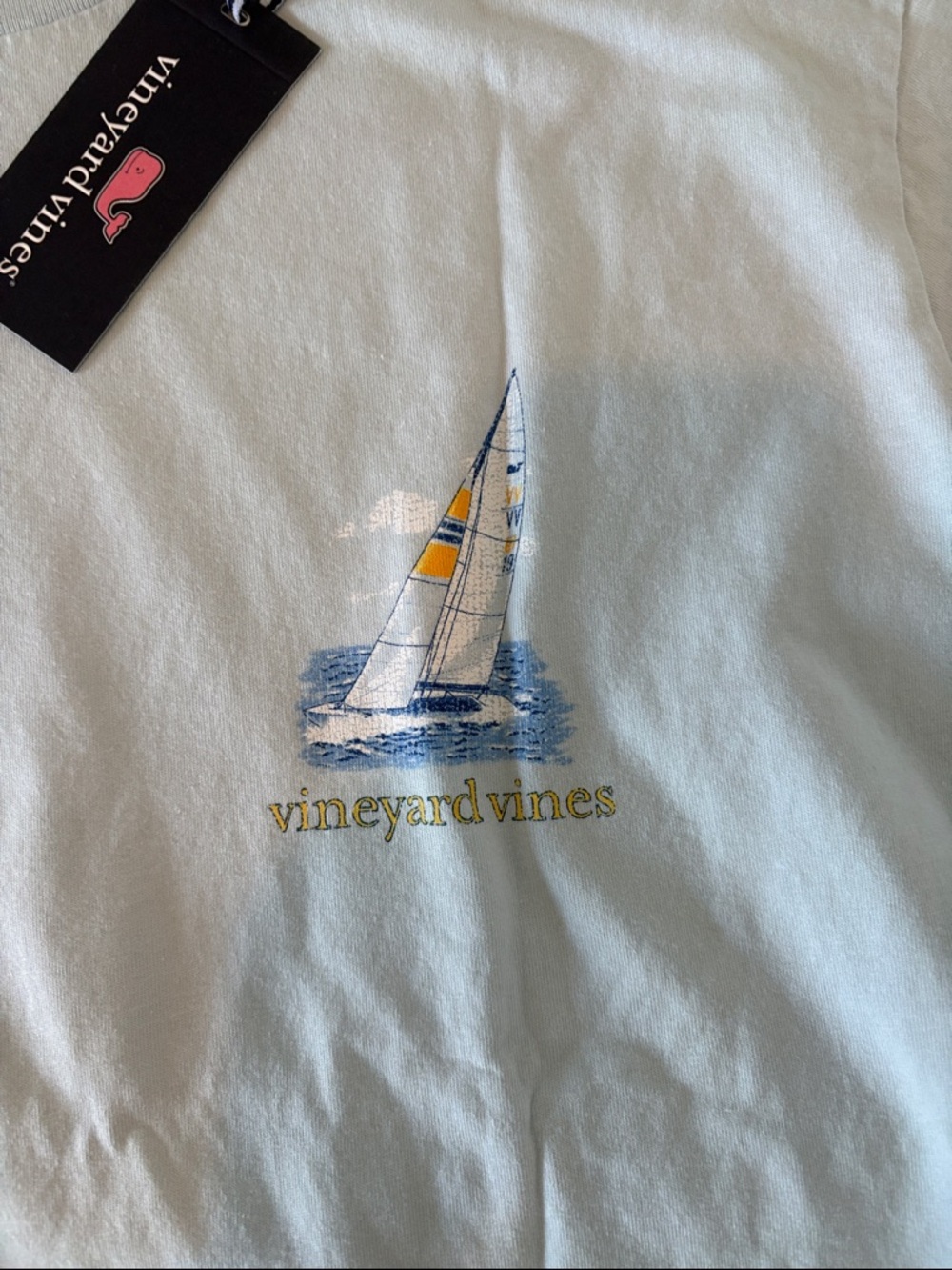 Vineyard Vines Light Blue Long-Sleeve Crewneck with Sailboat Logo, NWT - Picture 2 of 6